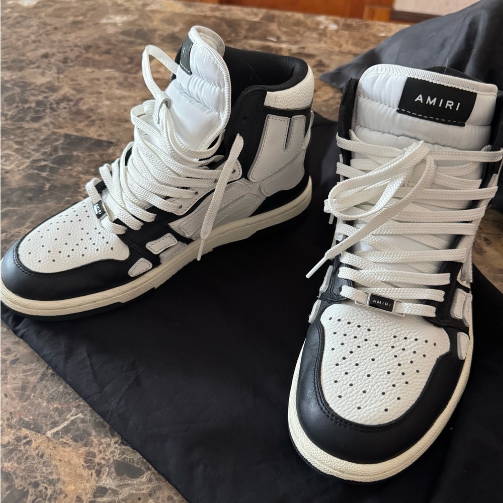 AMIRI Black and White Leather Sneakers